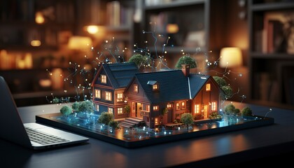 tablet showing a housing hologram