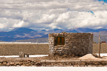 High mountain refuge built with blocks of salt. Salinas Grandes, Jujuy, Argentina