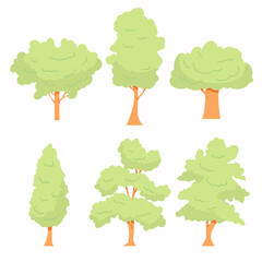 Set of trees with different shape drawing vector