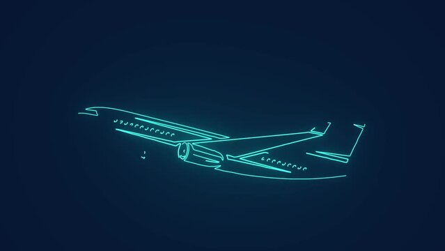 Airplane blueprint aviation aerospace engineering technology animation