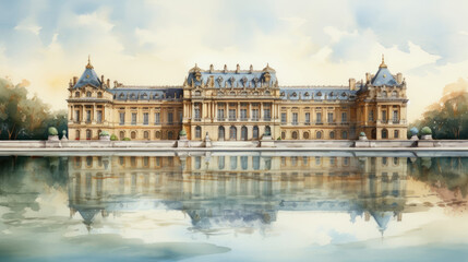 Fototapeta na wymiar Palace of Versailles watercolor