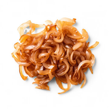 Caramelized onions isolated on transparent background top view 