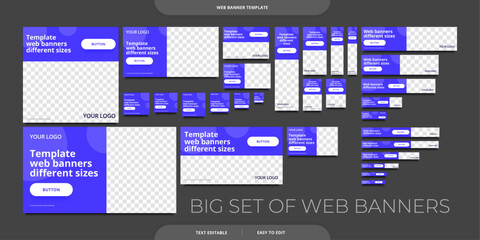 Big set of web banners. Advertising banners of different sizes.