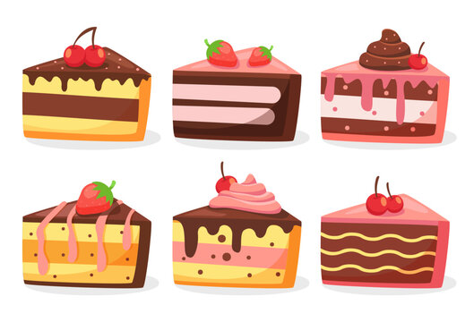 Collection of various sweet cakes slices pieces