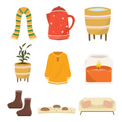 set of object for winter weather vector