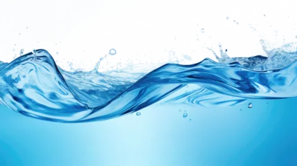 Gardinen Water splashes and drops isolated on transparent background. Abstract background with blue water wave © Lazy_Bear