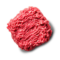 Ground beef isolated on transparent background top view 