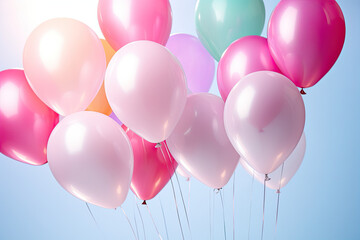 Pastel colourful balloons floating 