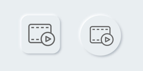 Fototapeta premium Cinema line icon in neomorphic design style. Video signs vector illustration.