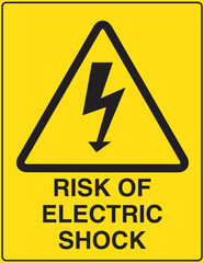 Cartel de peligro de electricidad en color amarillo y negro. Vector