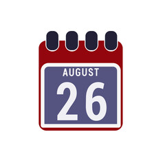Calendar displaying day 26 (twenty-sixth) of the August - Day 26 of the month. Illustration