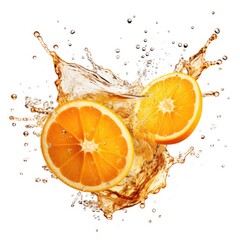 Orange juice splash isolated on white background