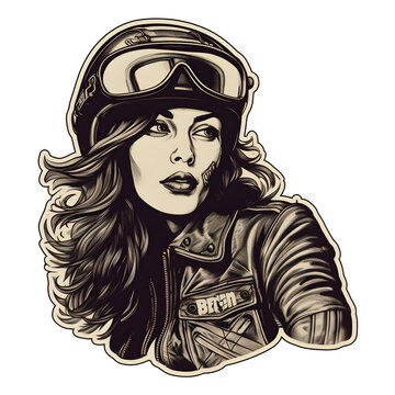 Biker Women Sticker - PNG File