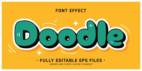 Doodle kawaii cute editable vector text effect