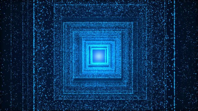 4K 3D Sci-fi background Plexus Digital Cyber space. Blue hi tech field Hologram glow particles lines matrix waves. flow, big data. product corporate promotion. Artificial Intelligence, Blockchain