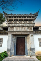 Traditional Chinese folk building stone courtyard gate