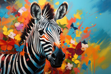 Obraz premium Fantasy Zebra with Rainbow Stripes.