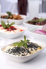 dessert plate on the table
