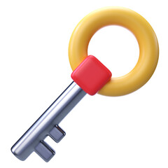 3d Illustration silver metallic key
