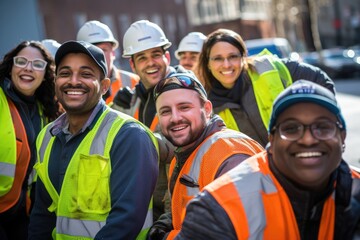 Diverse group of sanitation workers working in New York