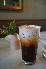 Thai iced tea in glass, milk tea 
