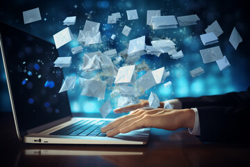 Fototapeta premium Document Management System or DMS.Consultant information technology (IT) working on laptop.Internet Technology Concept.