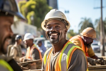 African american construction workers working on a project in California