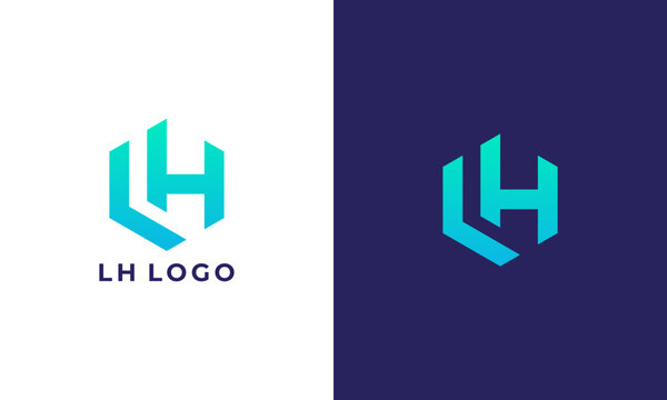 LH or HL logo design. letter LH hexagonal shape , simple and modern style
