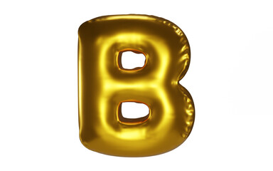 Golden balloon inflated alphabet letter on gray background