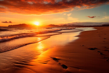 Fototapeta na wymiar idyllic landscape of a tropical beach at sunset