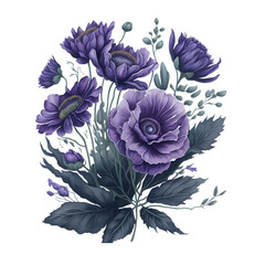  watercolor Purple  Anemone, generative ai