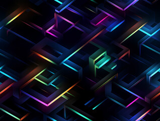pattern, 3d illustration from abstract geometric lines on black background, template for background, wallpaper, vector
