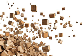 Obraz premium Cardboard Boxes Floating In The Air Against White Background. Generative AI