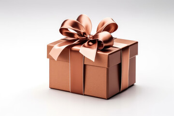 Obraz premium Brown Gift Box On White Background. Generative AI