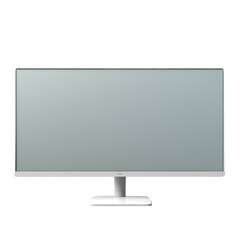 Flat screen monitor on wall, wide and realistic, blank mockup.