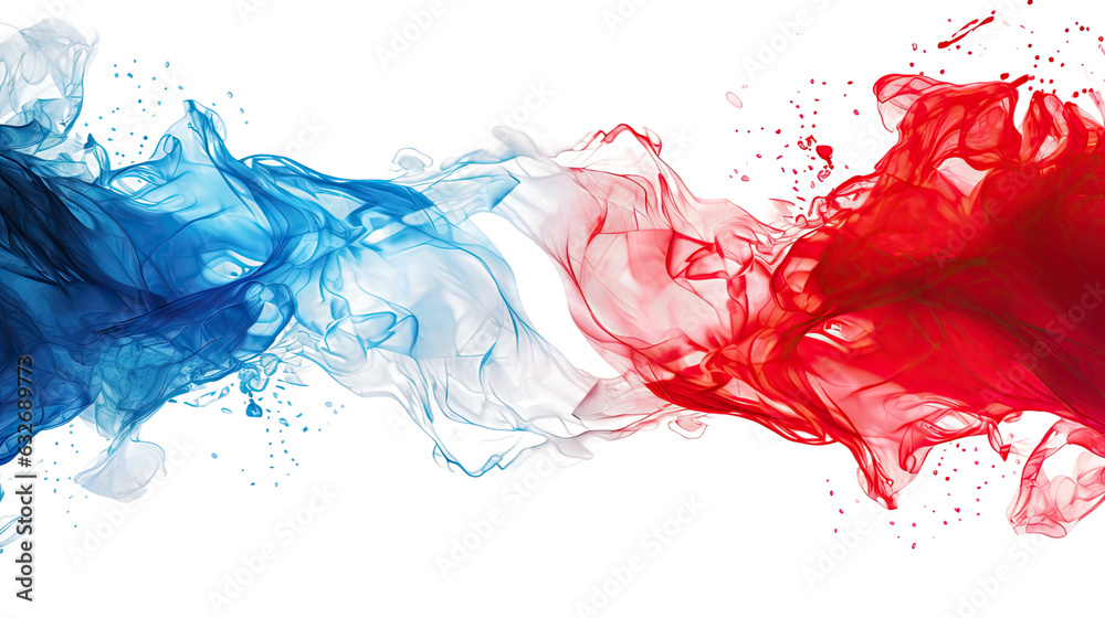 Poster combining flaming red and frosty blue in an abstract futuristic texture isolated on a transparent ba