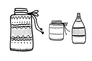 A hand drawn set of glass jars. Good for any project.