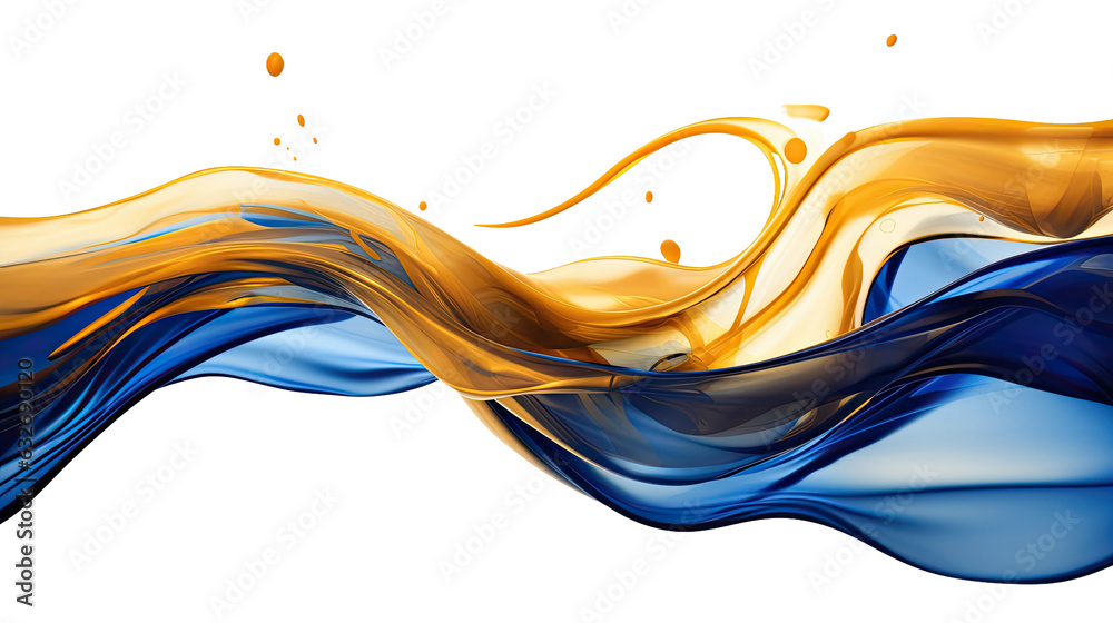 Sticker combining indigo and honey gold in an abstract futuristic texture isolated on a transparent backgrou