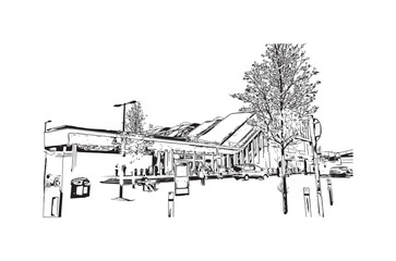 Fototapeta premium Building view with landmark of Reading is the town in England. Hand drawn sketch illustration in vector.