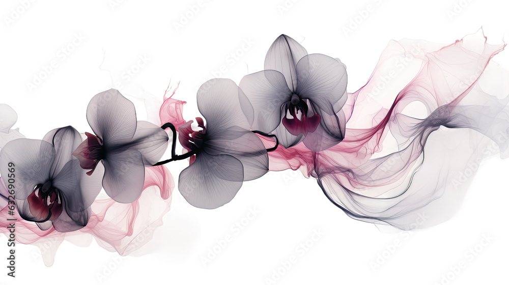 Sticker combining orchid and iron grey in an abstract futuristic texture isolated on a transparent backgroun