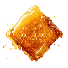Top view of a honeycomb with syrup. - obrazy, fototapety, plakaty