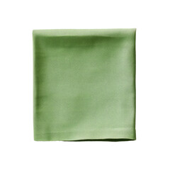 Top view of a green cotton napkin isolated.