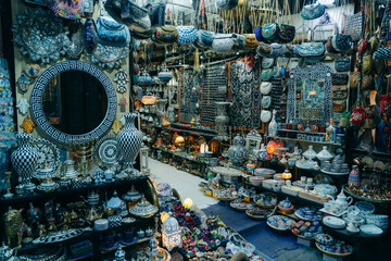 Traditional medina shops in Morocco . High quality photo