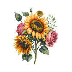 watercolor sunflower, generative ai