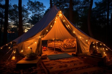 Camping Tent Towers At Night, Generative Ai, Generative Ai