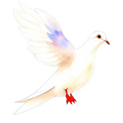 white dove flying watercolor illustration, watercolor dove for design, generative ai