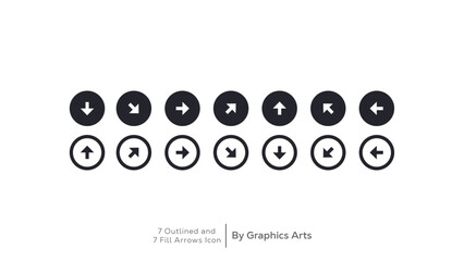 14 Fill & Outlined Arrow-Circle Icons | All Directions | Icon Set | Box Icon