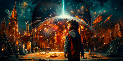 a guy in a tech room, orange style,