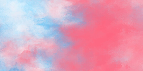 Abstract seamless blue and pink watercolor texture background. blue sky and blue, pink and white watercolor background with abstract cloudy sky