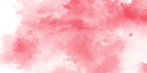 Soft Pink watercolor texture on white background, design soft Pink, pastel watercolor background. Grunge and textured banner with free copy space. Ink splash, reddish shadows. Fantasy light red, pink.